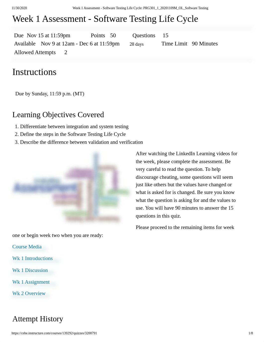 Week 1 Assessment - Software Testing Life Cycle_ PRG301_1_20201109M_OL_Software Testing.pdf_dh9t243ozhj_page1