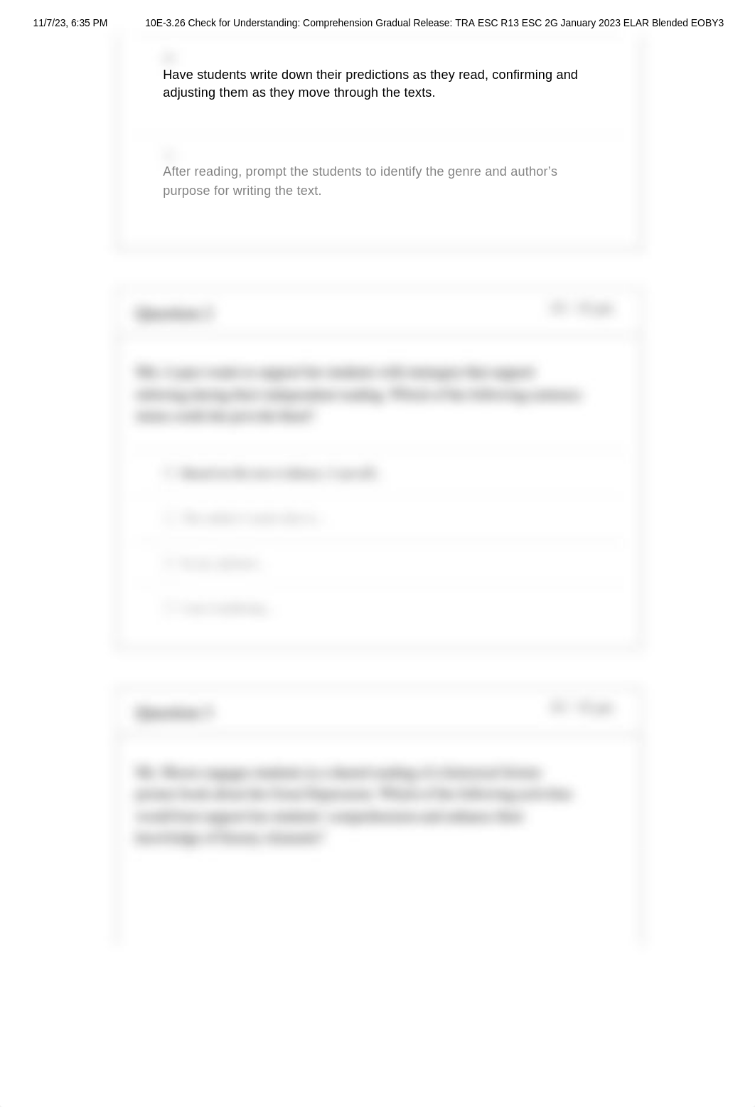 10E-3.26 Check for Understanding_ Comprehension Gradual Release_ TRA ESC R13 ESC 2G January 2023 ELA_dhapxvbcv3b_page2