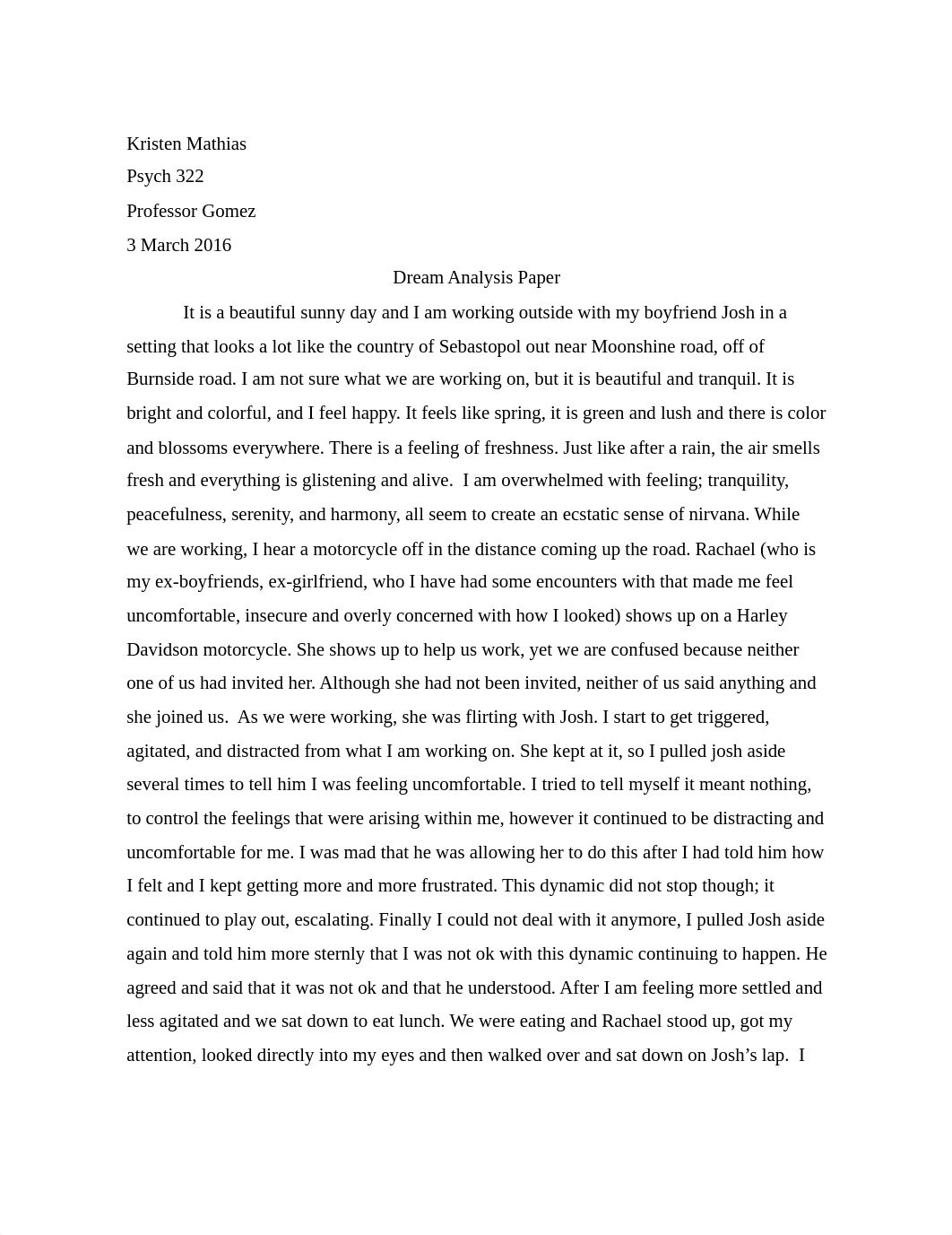 Dream Analysis Paper PSYCH 322.docx_dhau3ikinnk_page1