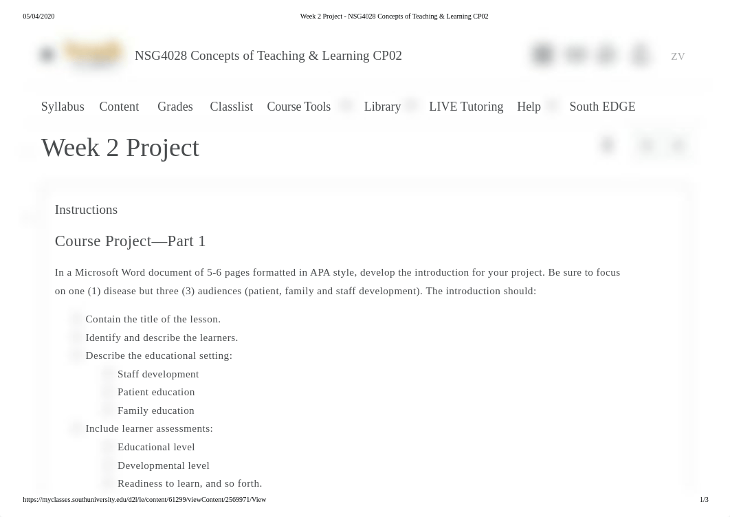 Week 2 Project - NSG4028 Concepts of Teaching & Learning CP02.pdf_dhbdp8qvy6p_page1