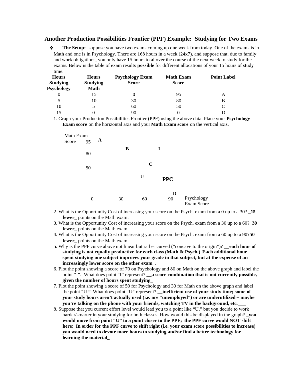 Production Possibilities Frontier -- in class example _Studying for 2 Exams_ -- ANSWER KEY.doc_dhbykxrmj5o_page1