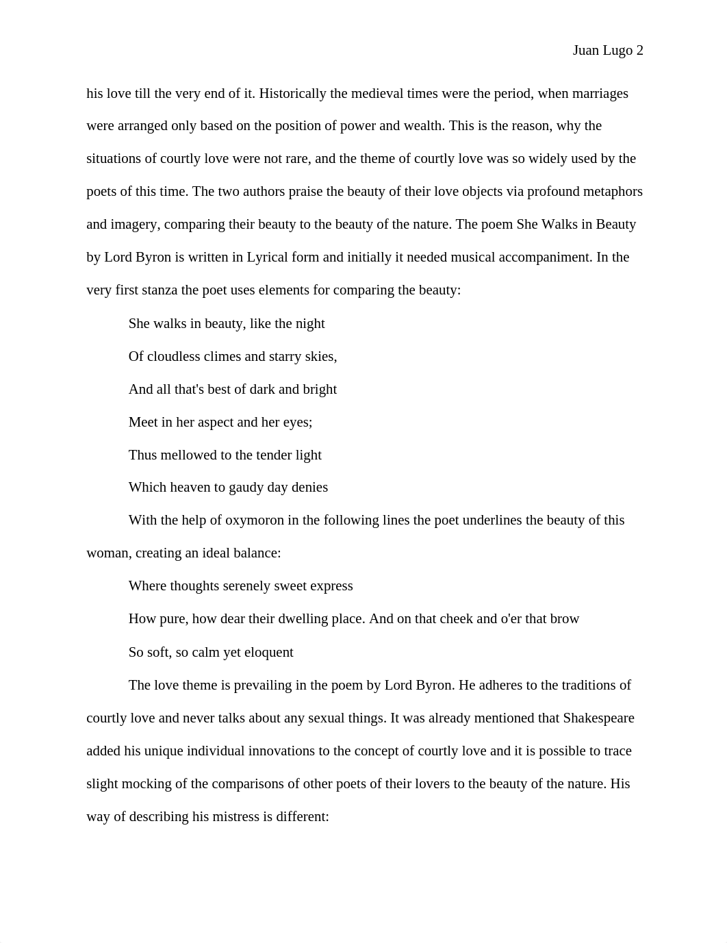 Comparison of Shakespeare's 130 Sonnet and Lord Byron's She walks in Beauty in Their Sonnets.docx_dhcqyahiufu_page2