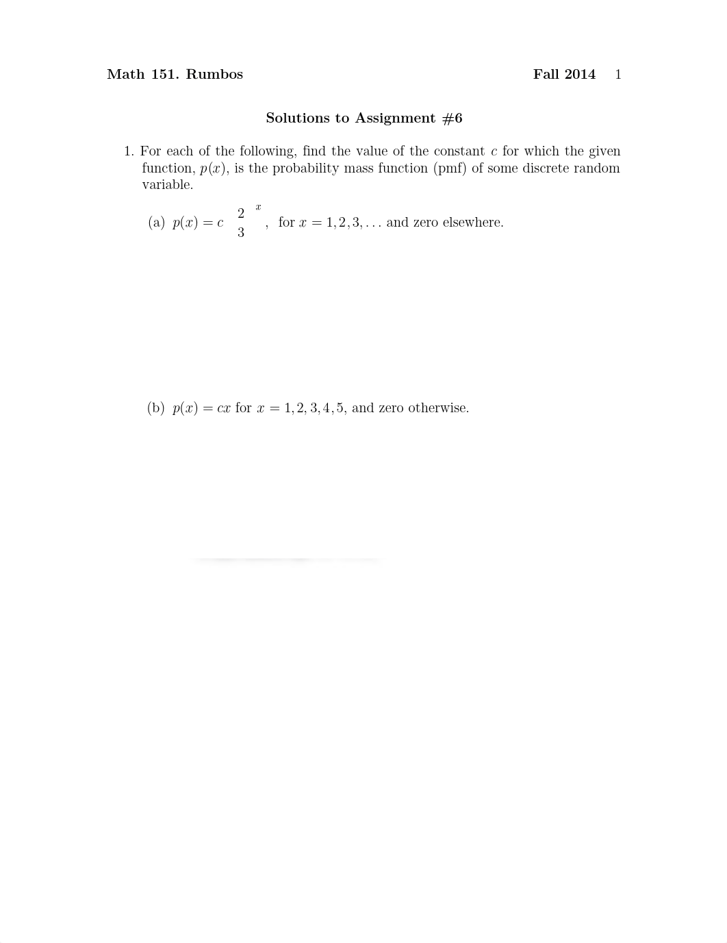 MATH 151 Fall 2014 Assignment 6 Solutions_dhcrzol1hh6_page1