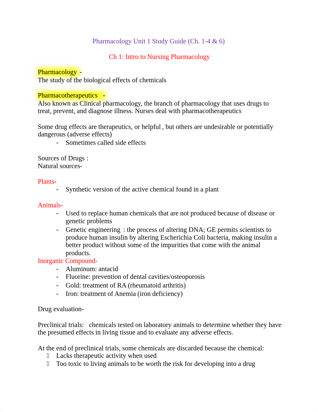 Pharmacology Unit 1 Study Guide.docx_dhcumxmei34_page1