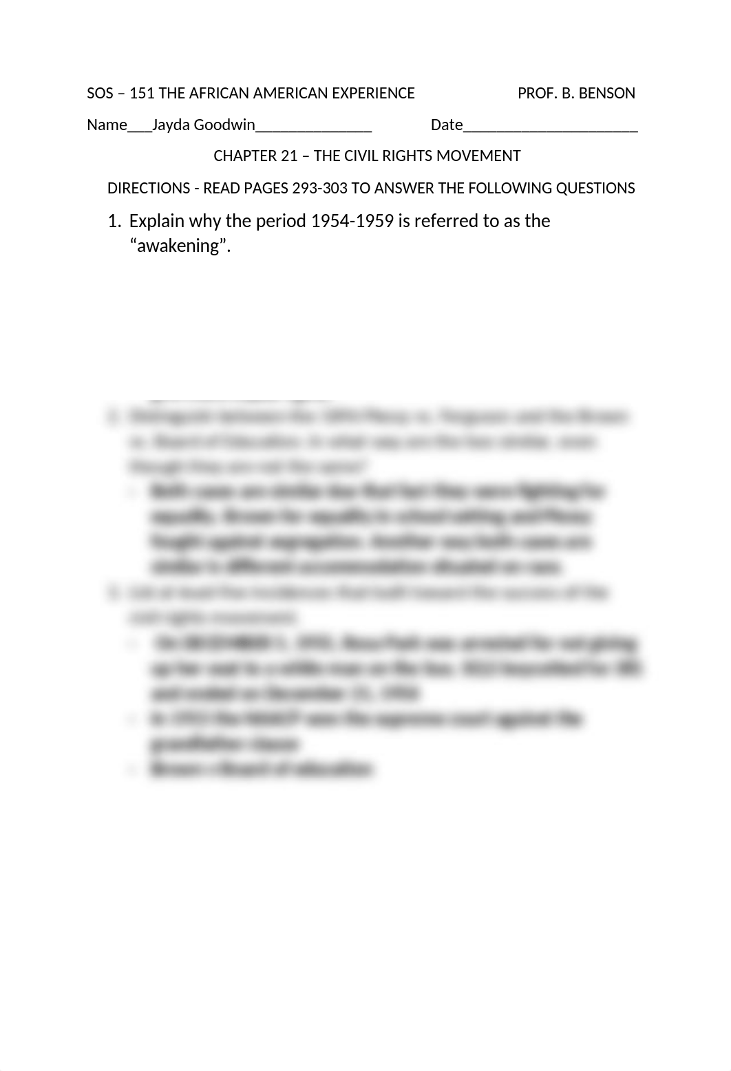 Civil Rights - 151 - Chapter 12 questions - Civil Rights Movement.docx_dhdkqjqh4sl_page1