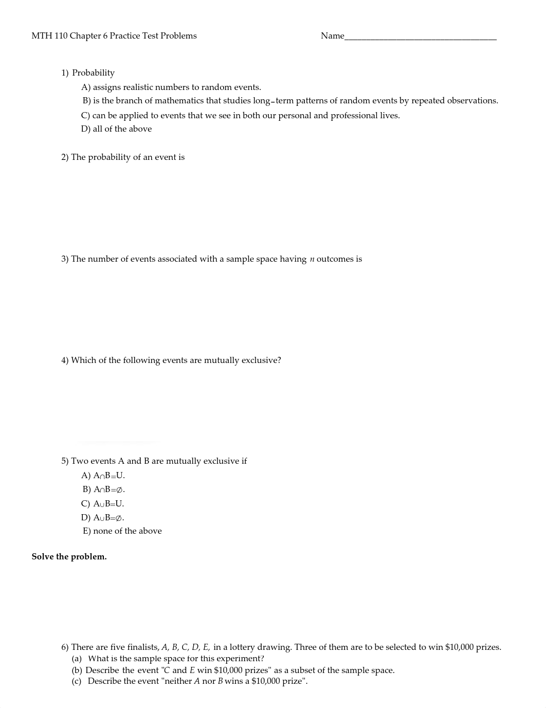 Chapter 6 Practice Test Problems (FA06) on Statistics and Probability_dhe3lgfiqiu_page1