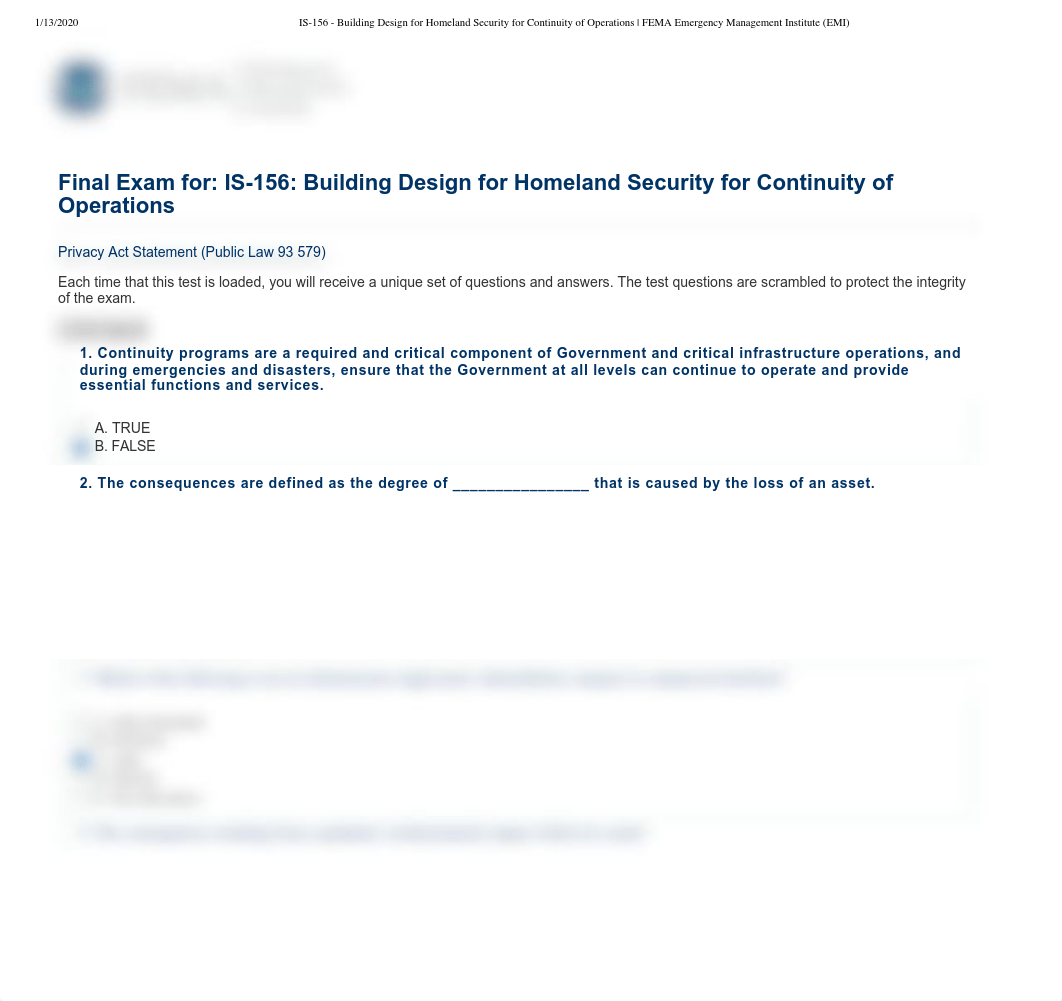 IS-156 - Building Design for Homeland Security for Continuity of Operations _ FEMA Emergency Managem_dhetg93etl5_page1