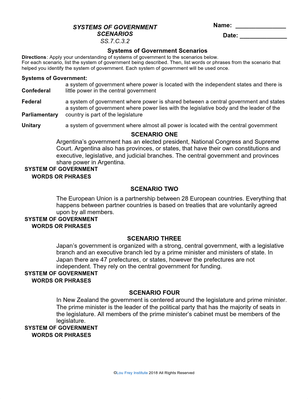 3.2 Systems of Gov't Scenarios Worksheet (1).pdf_dhfb0w2llck_page1