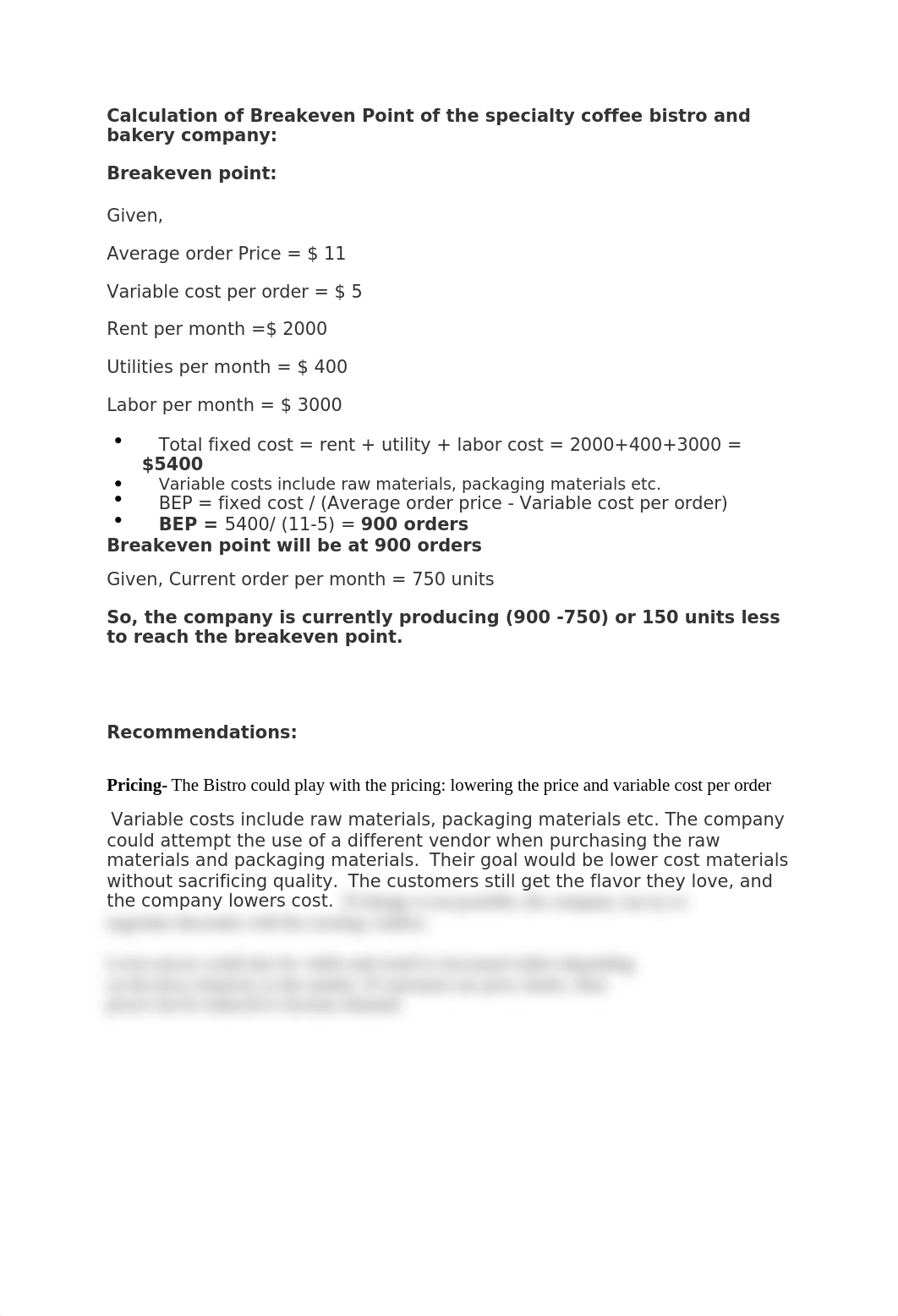 Calculation of Breakeven Point of the specialty coffee bistro and bakery company.docx_dhfej0v90d2_page1