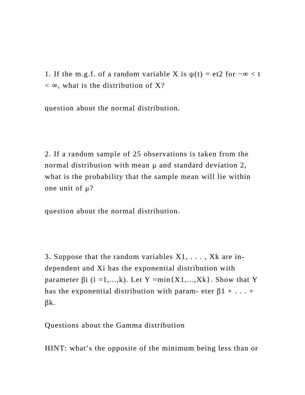 1. If the m.g.f. of a random variable X is ψ(t) = et2 for −∞  t.docx_dhg5flm8csu_page2