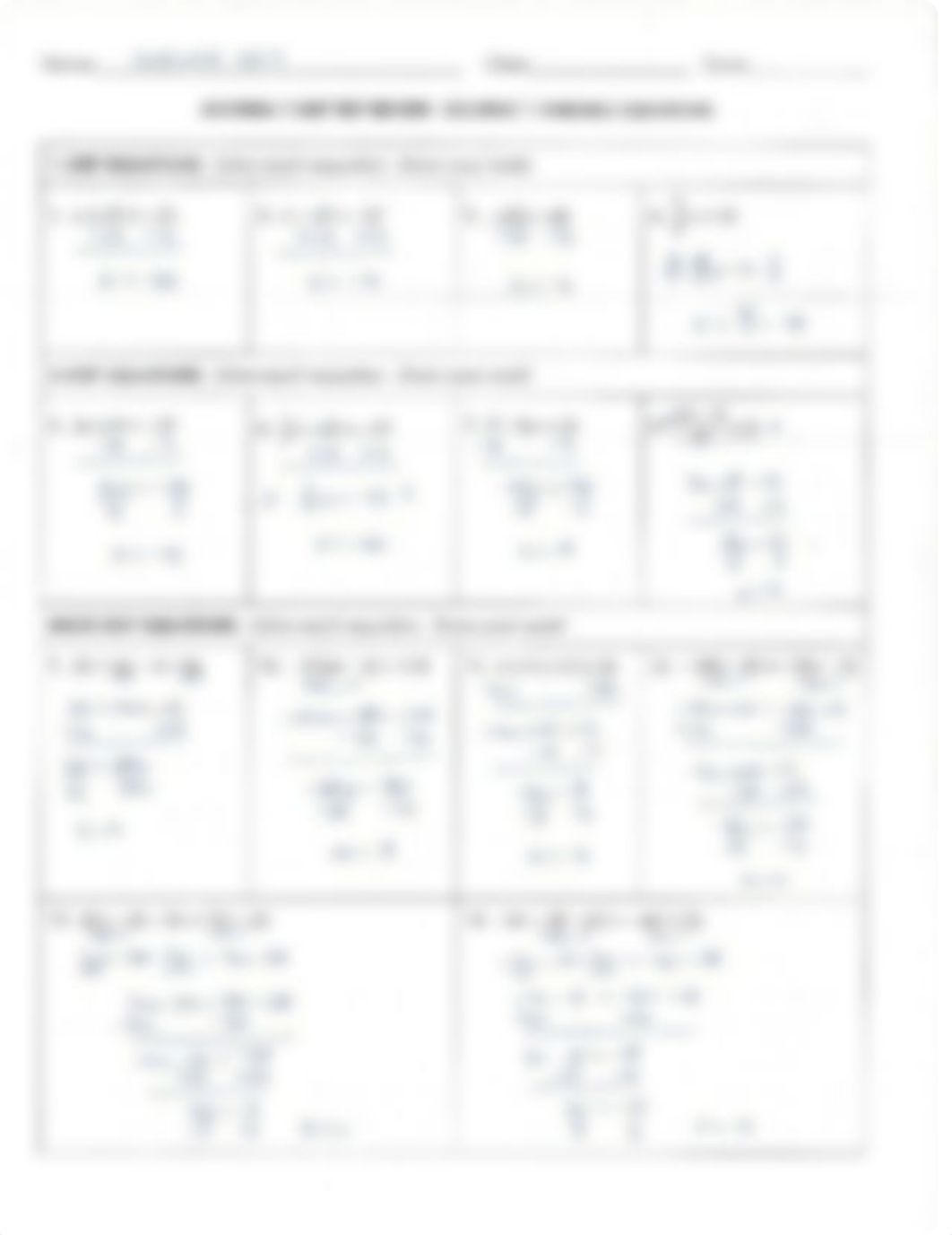 ALG 1 Unit 1A Test Review Solving 1-Variable Equations Answer Key (2).pdf_dhg5qxojj6c_page1