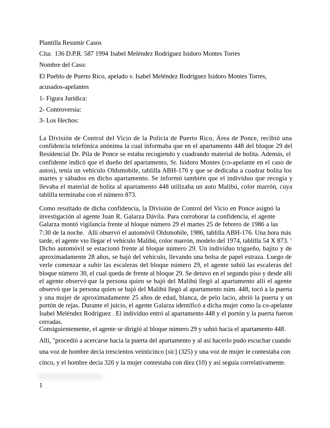 Resumen 136 D.P.R. 587 1994 Isabel Meléndez Rodríguez Isidoro Montes Torres.docx_dhggvm8p24h_page1