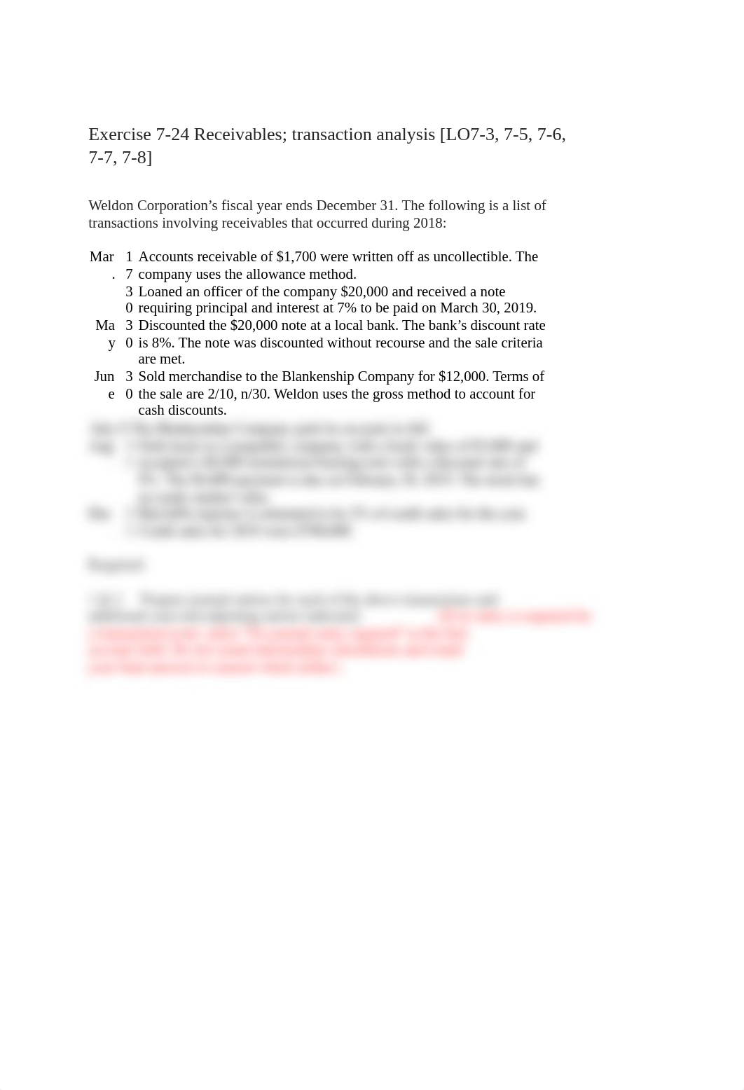 Exercise 7-24 Receivables; transaction analysis .docx_dhghzst2cg5_page1