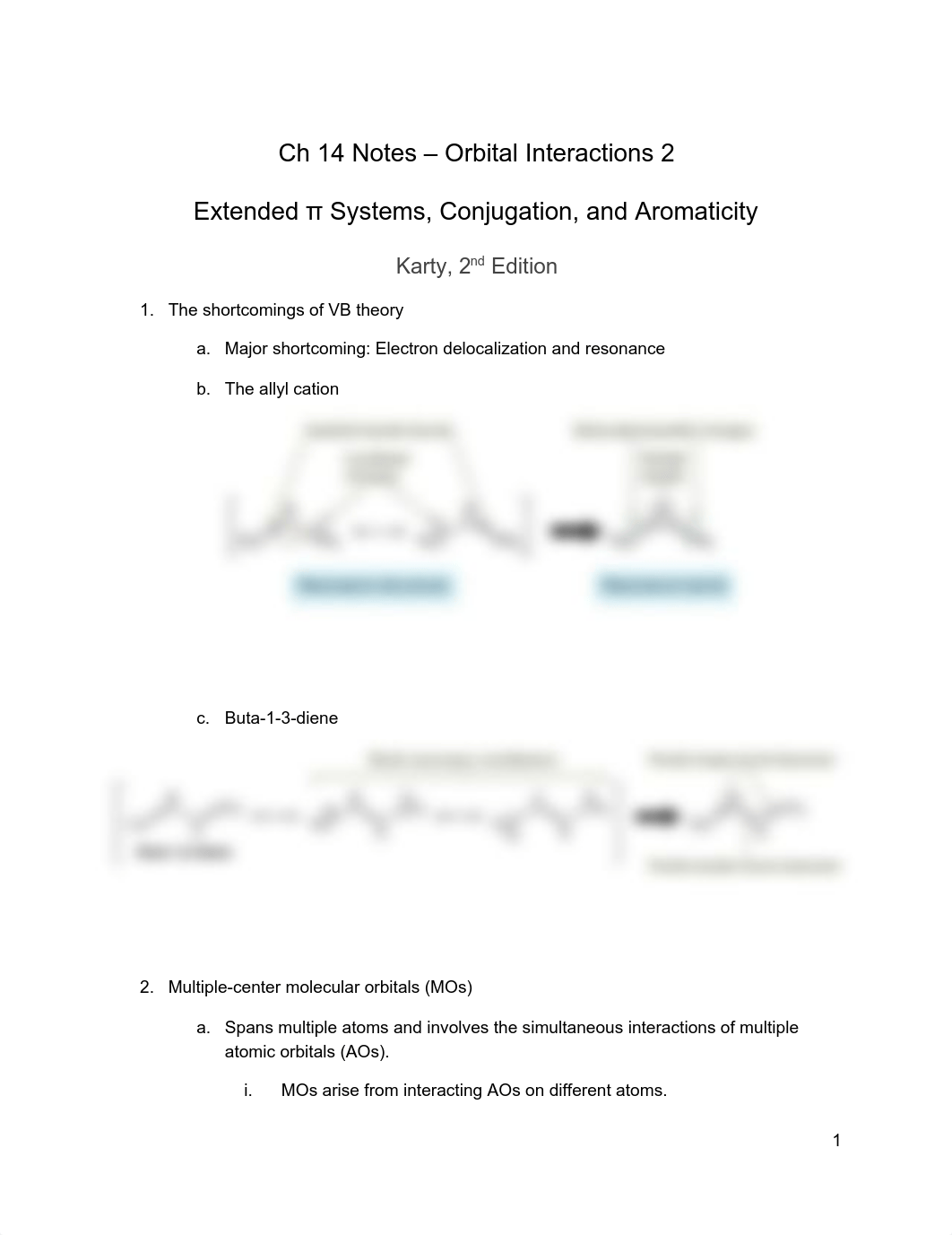 Ch 14 Notes - Orbital Interactions 2_  Extended π Systems, Conjugation, and Aromaticity PDF.pdf_dhglfyao89a_page1