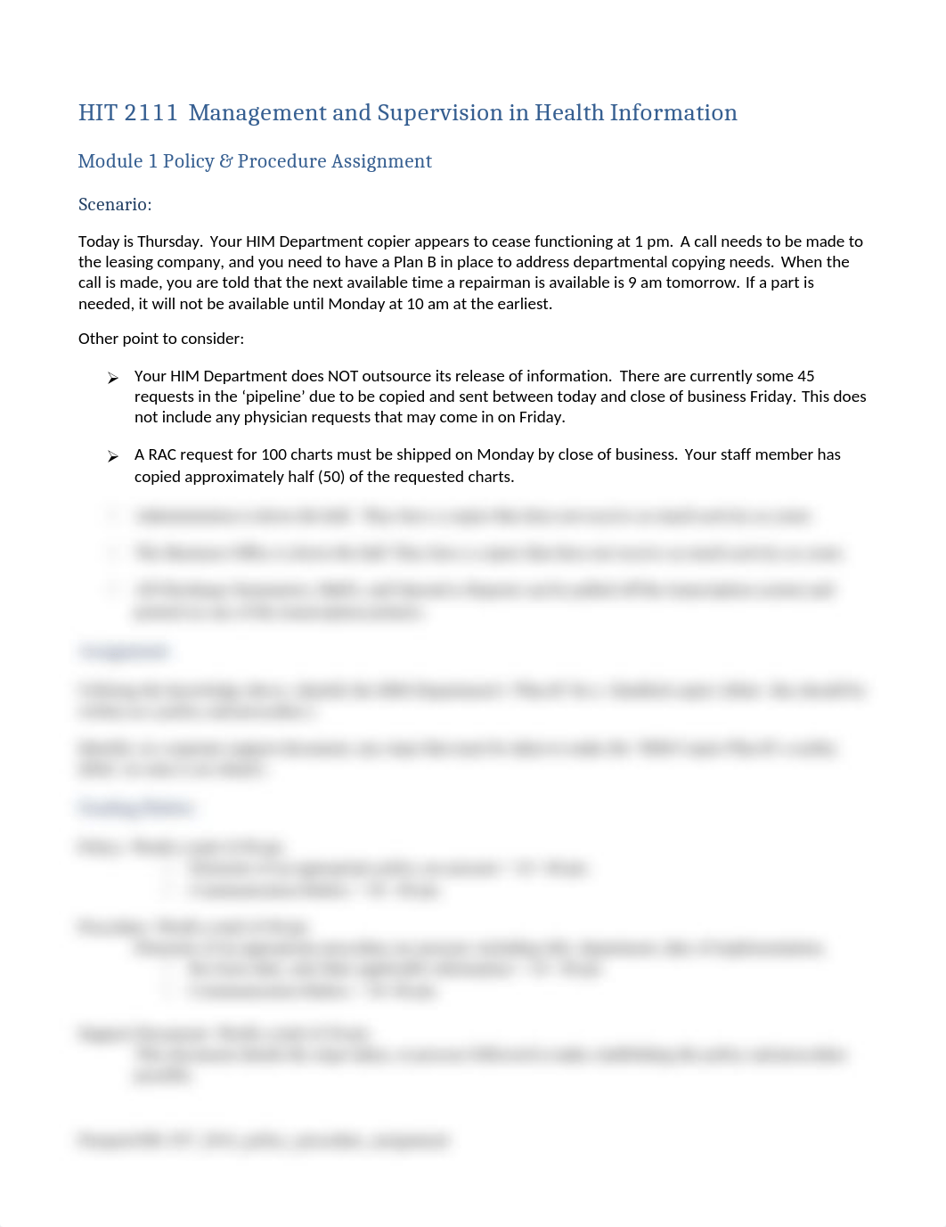 Umiker Mod 1 policy_procedure assignment_HIT_2111_dhgnl3k1566_page1