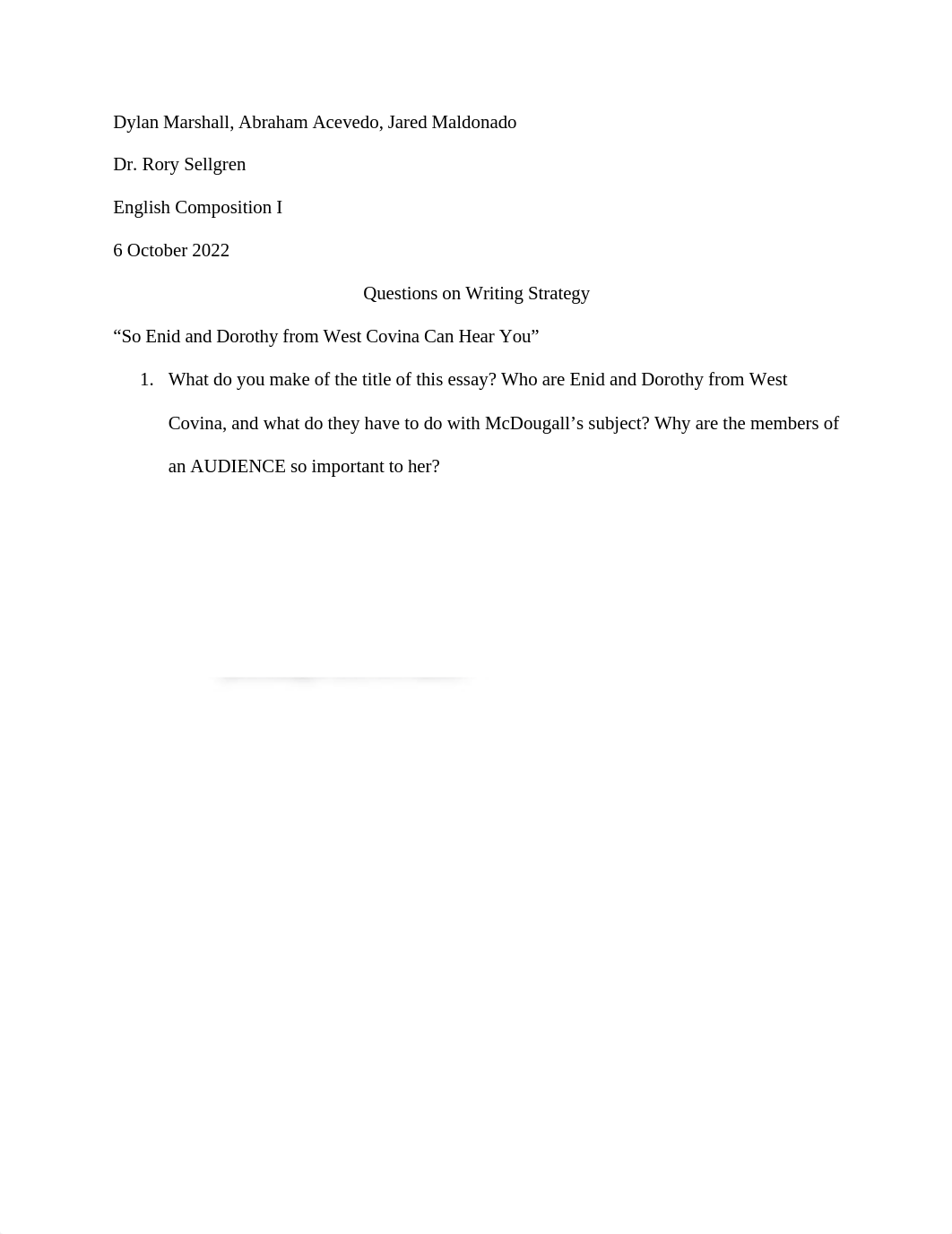 Dylan Marshall, Abraham Acevedo, Jared Maldonado- Questions on Writing Strategy .docx_dhgr5w5x6gy_page1