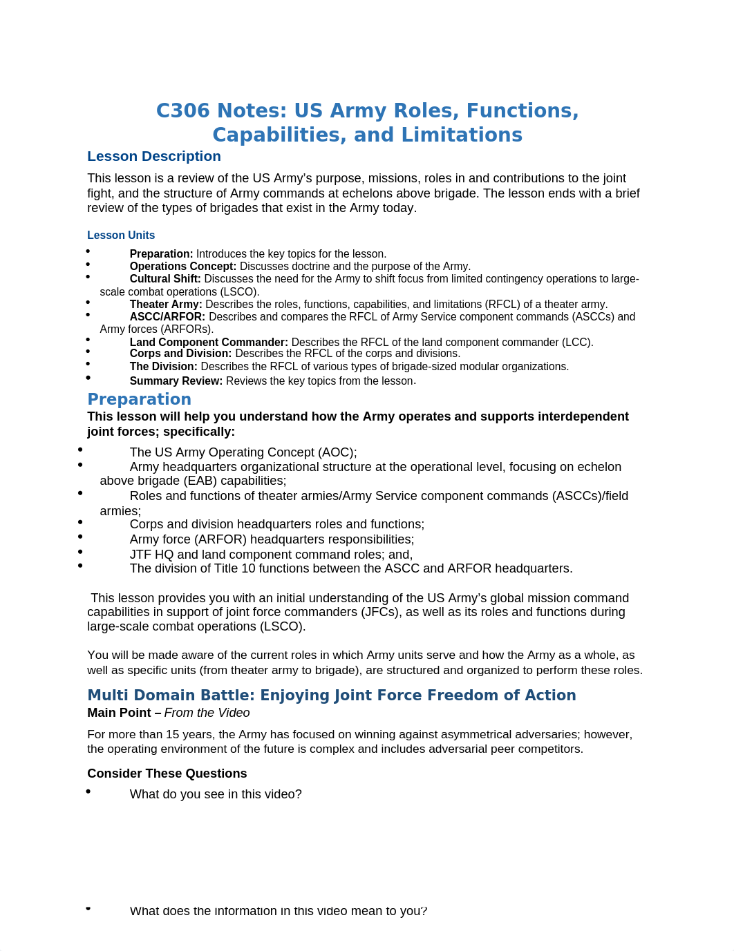 C306 Note - US Army Roles, Functions, Capabilities, and Limitations.docx_dhh14oqxk30_page1