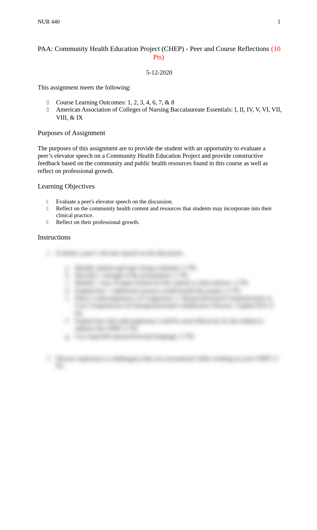 PAA - Community Health Education Project (CHEP) - Peer and Course Reflections 5-12-2020.docx_dhhfp6v11yd_page1