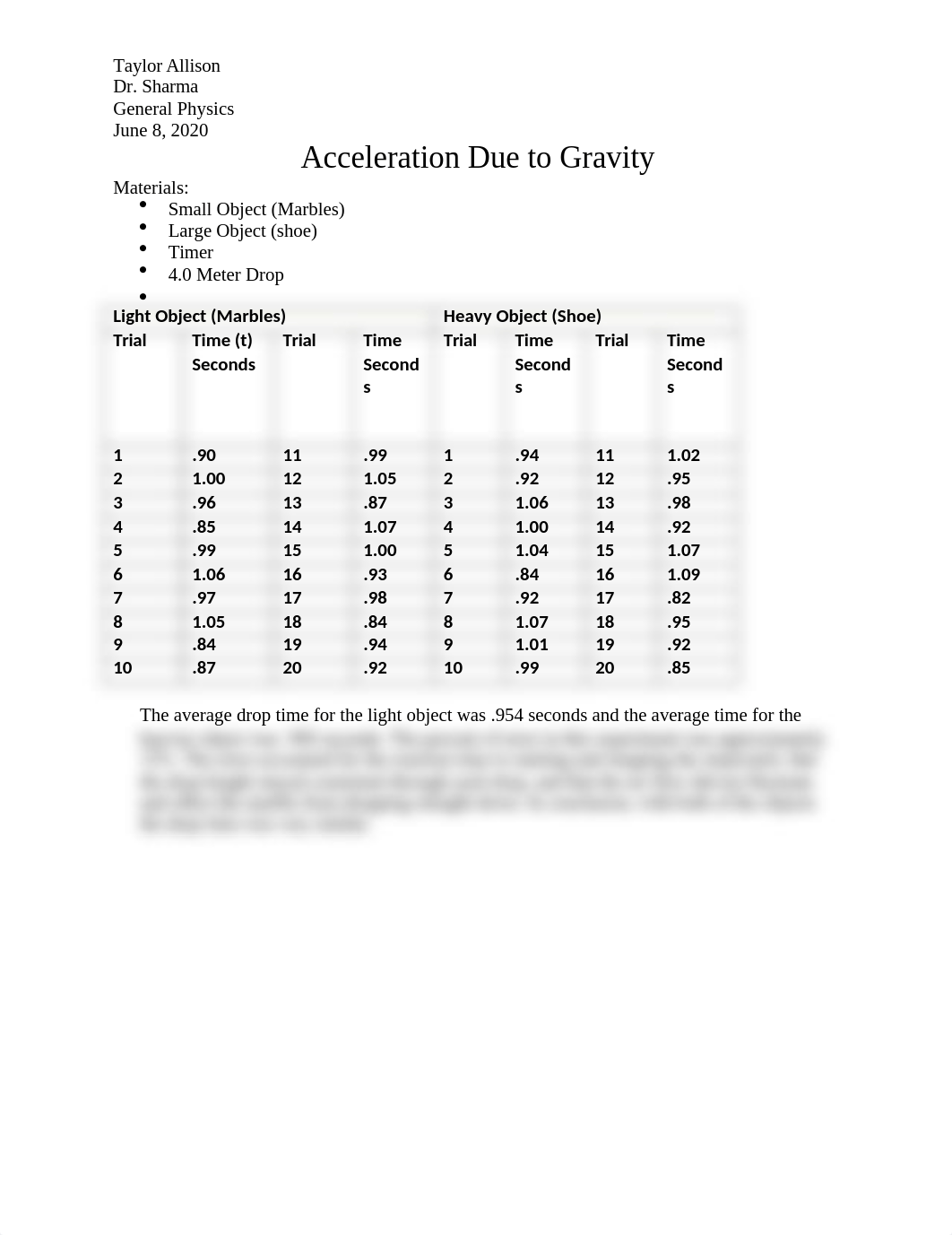 Acceleration Due to Gravity Lab Report.docx_dhhm4sr9ldz_page1