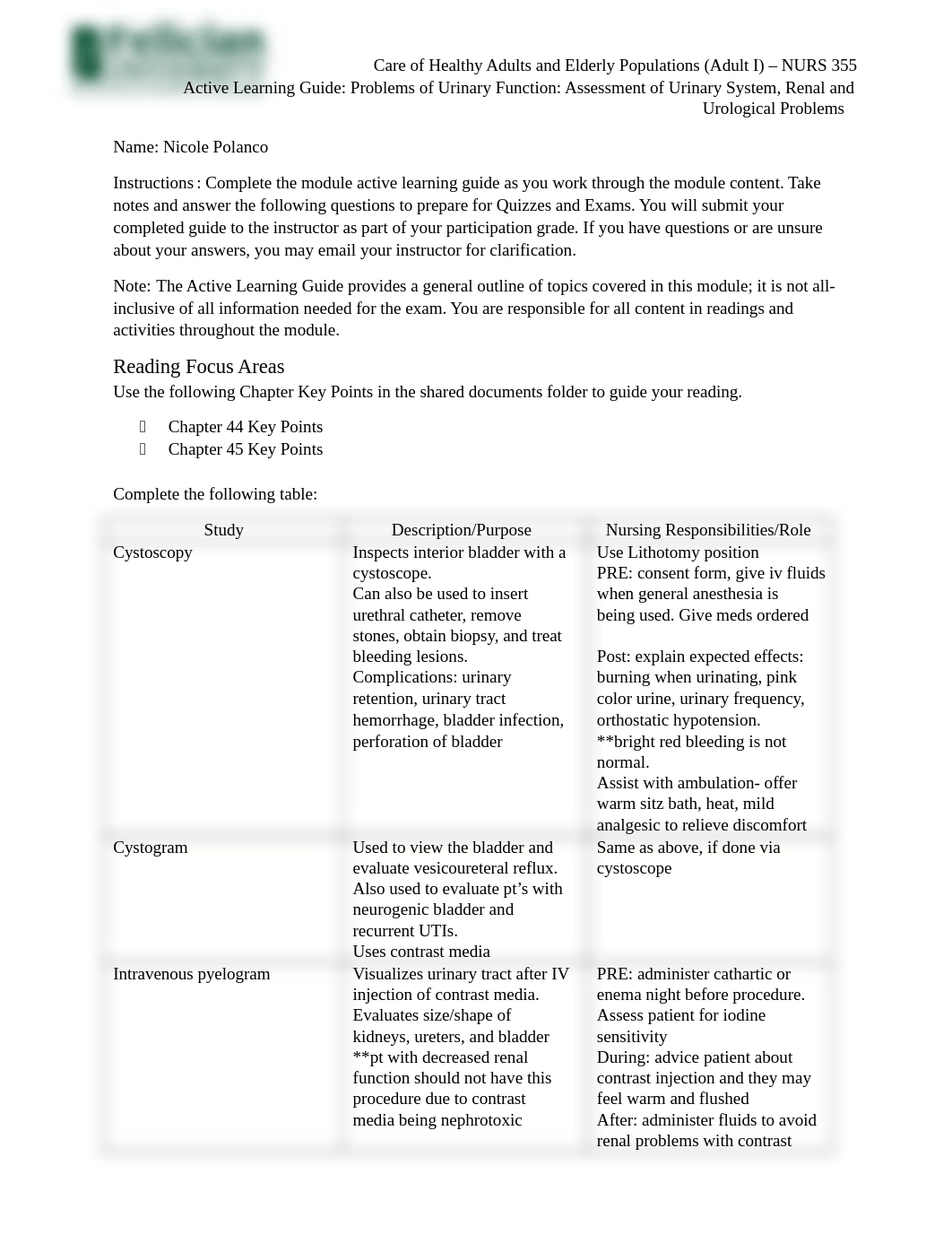 Active Learning Guide - Problems of Urinary Function - Assessment of Urinary System, Renal and Urolo_dhhovzf7yw9_page1