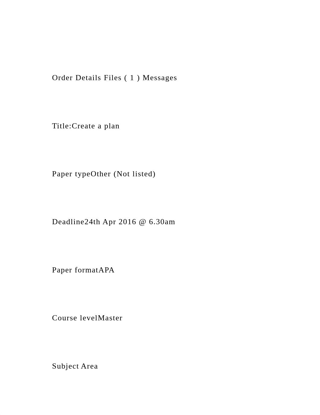 Order Details Files ( 1 )  Messages   TitleCreate a plan.docx_dhib184fjz1_page2
