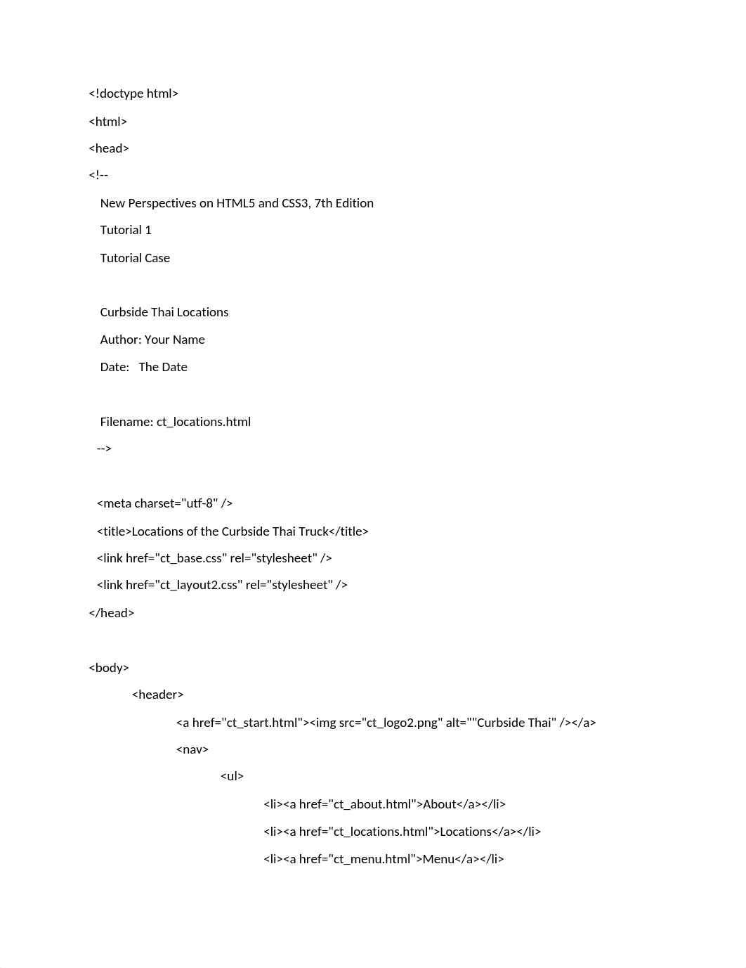 New Perspectives on HTML5 CSS3 7th Edition Tutorial 1 ct_locations.html.docx_dhildovhc6k_page1