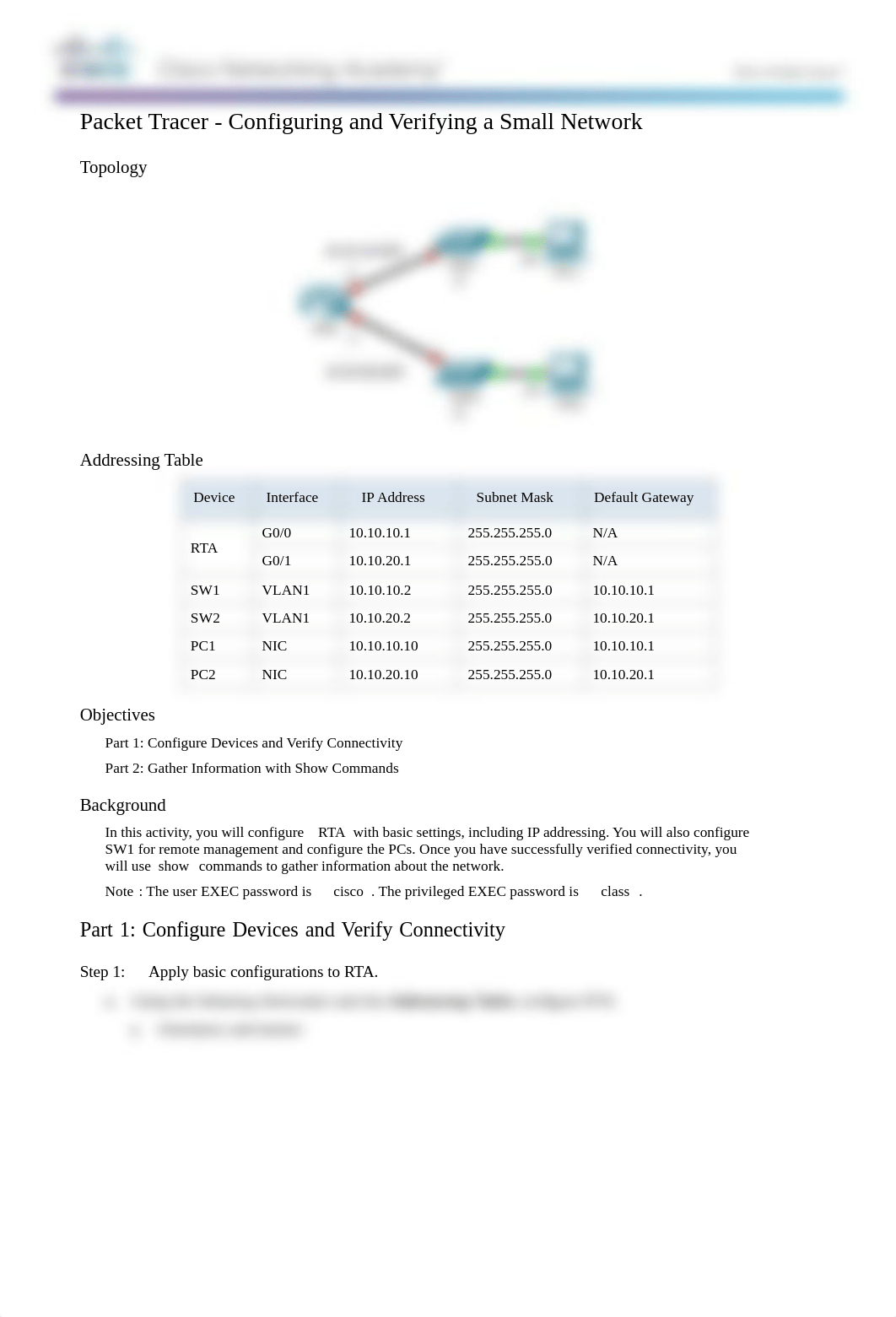 4.1.4.5 Packet Tracer - Configuring and Verifying a Small Network Instructions_dhipa47hjpr_page1