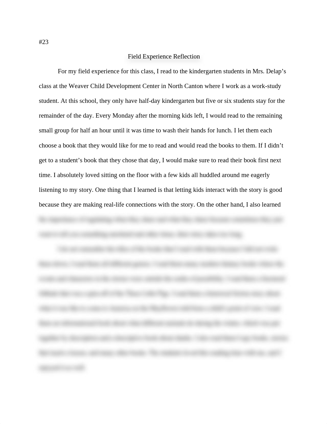 Field experience reflection - Essay_dhiub2fmkma_page1