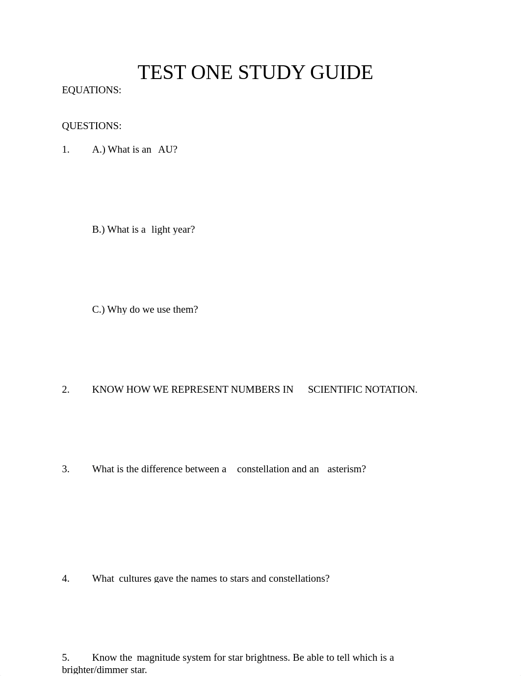 ASTRONOMY TEST ONE STUDY GUIDE_dhizyr6cxke_page1