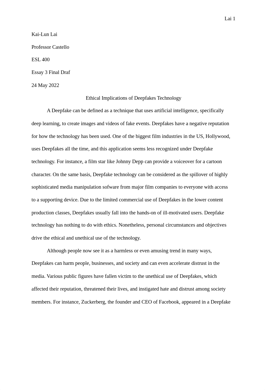 Essay #3_ Ethical Implications of Deepfakes Technology.docx_dhk1l1cg0f3_page1