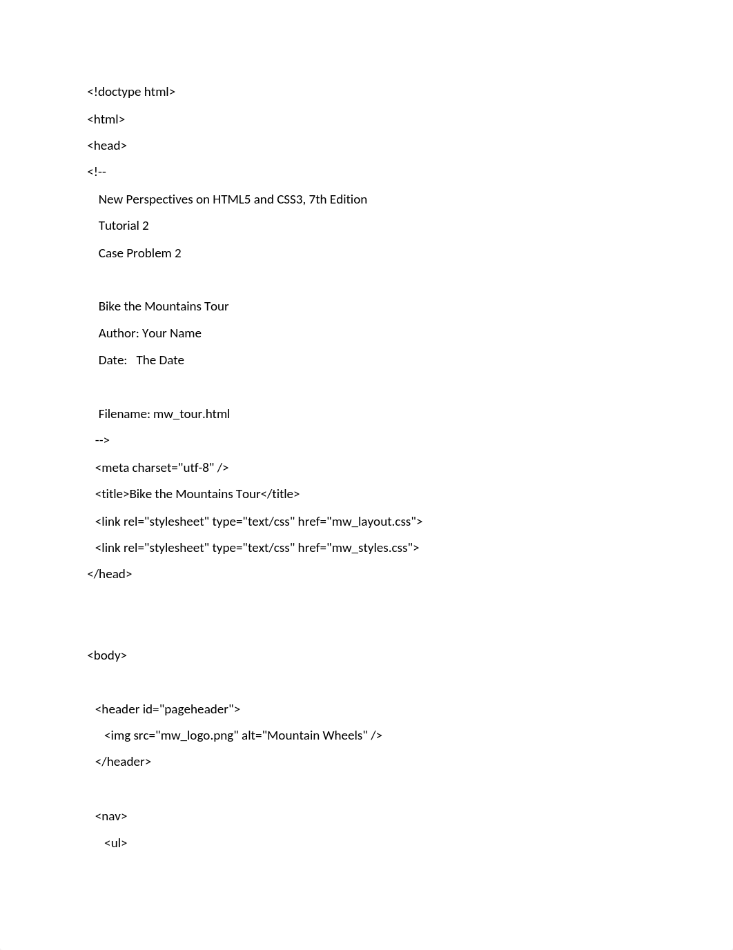 New Perspectives on HTML5 CSS3 7th Edition Tutorial 2 Case 2 mw_tour.html.docx_dhk5cpub914_page1