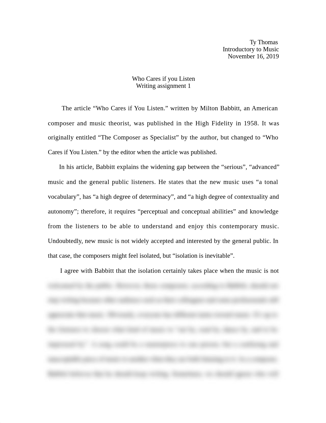 Who cares if you listen response paper.doc_dhk95q0so2d_page1