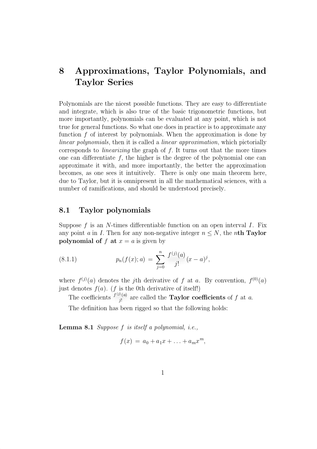 8 Approximations, Taylor Polynomials and Taylor Series notes_dhkod5c2c9e_page1