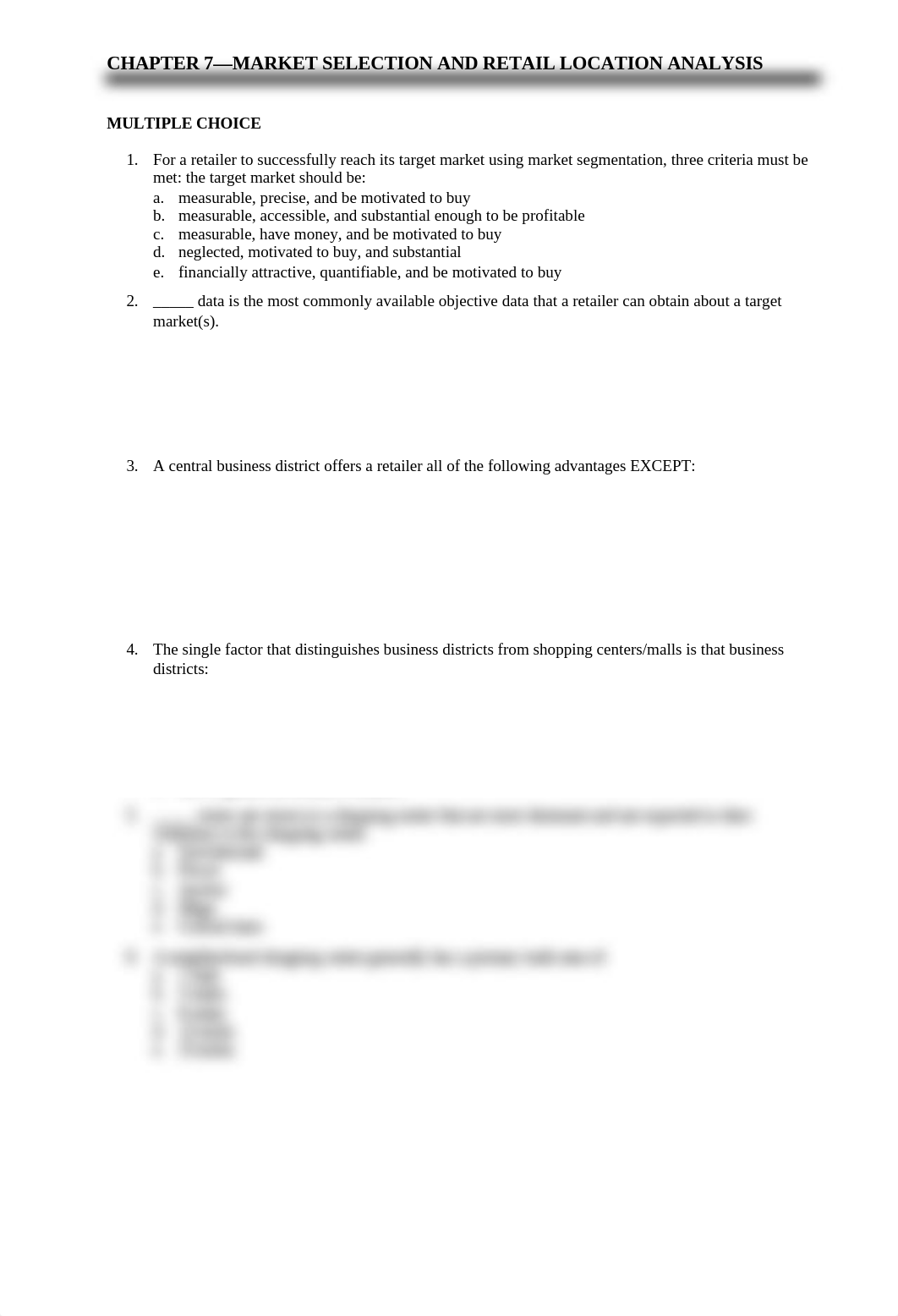 CHAPTER 7 QUIZ—MARKET SELECTION AND RETAIL LOCATION ANALYSIS_dhkxlzcypxg_page1