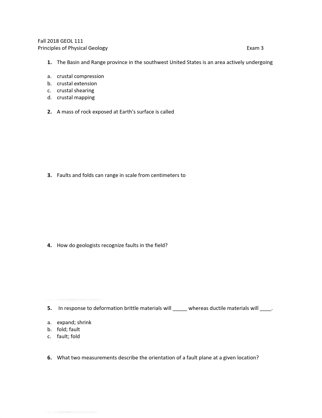 Exam 3 Fall 2018 GEOL 111.pdf_dhljjpa2p9x_page1