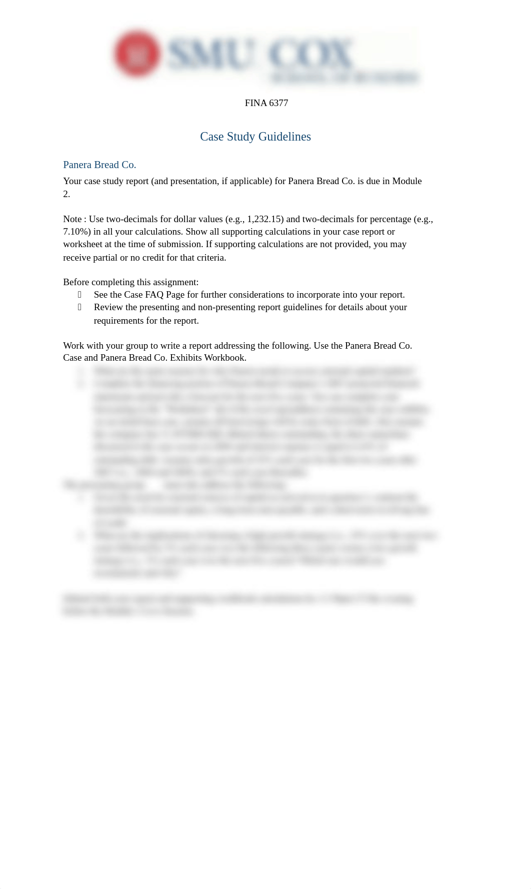 FINA 6377_Case Study Panera Bread Guidelines and FAQ.docx_dhlvvji4tz7_page1