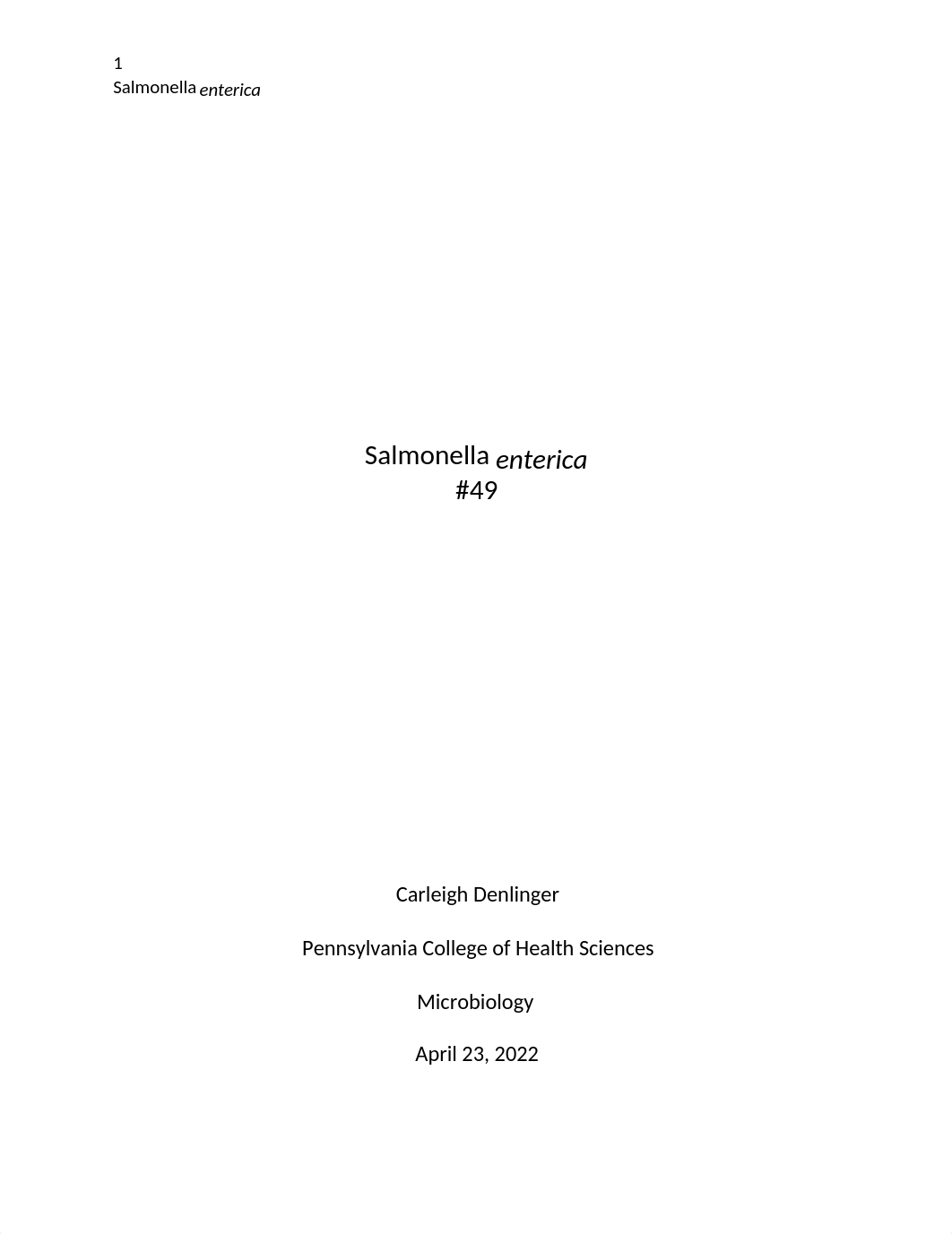 final Salmonella enterica- UNKNOWN micro paper.docx_dhlxcxabrmq_page1