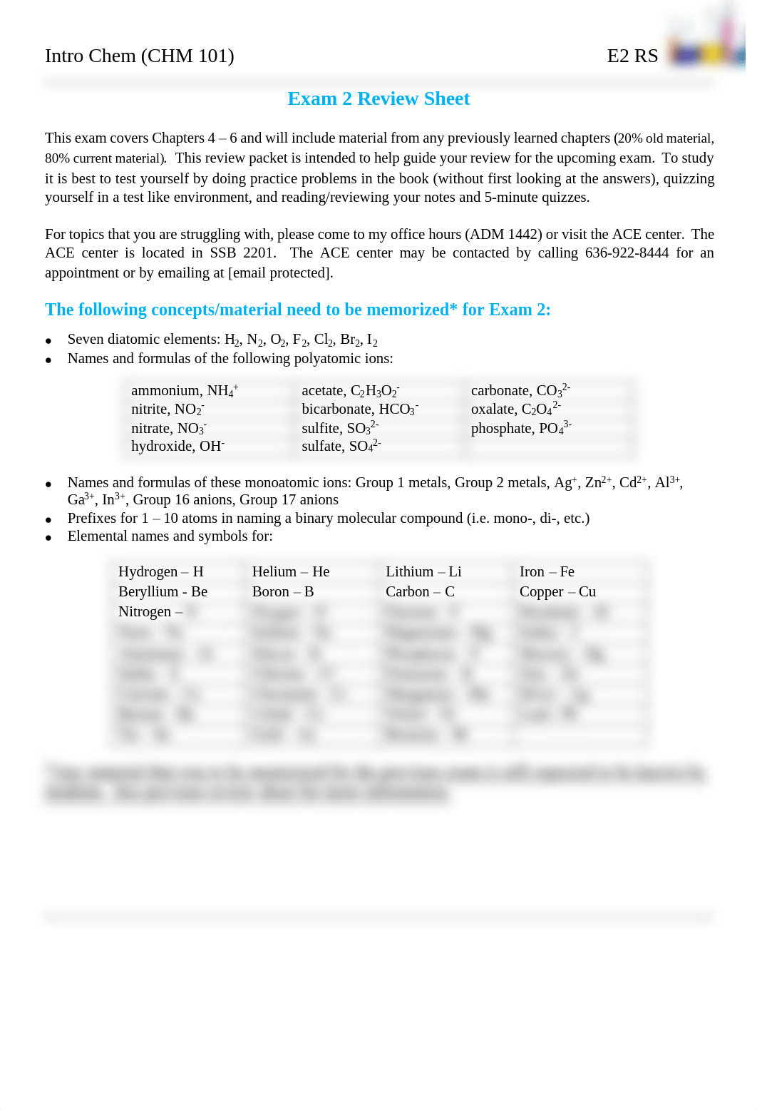 101 SP20 Exam 2 Review Sheet.pdf_dhm5ya2mi89_page1