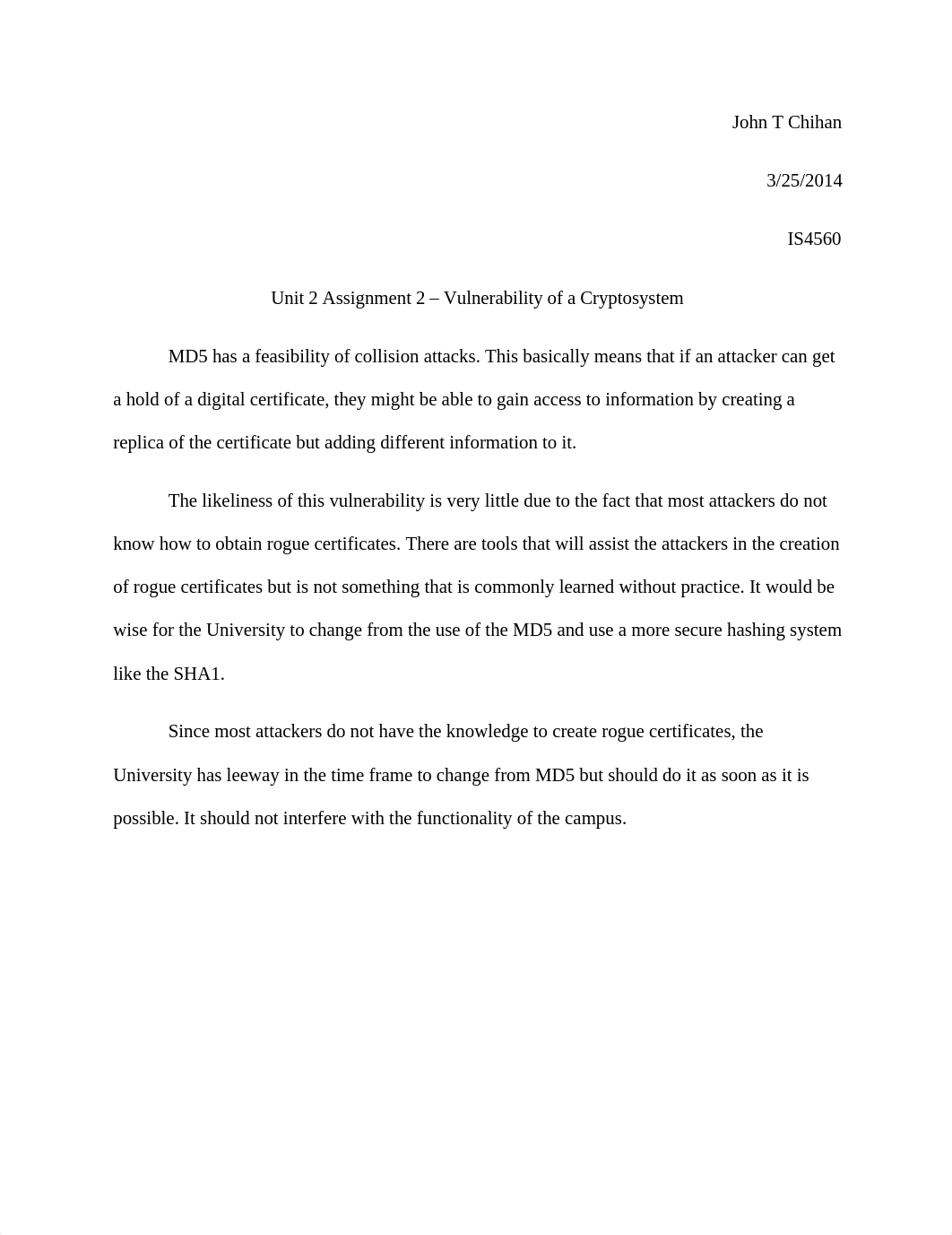 Unit 2 Assignment 2 - Vulnerability of a Cryptosystem_dhnus56kdod_page1