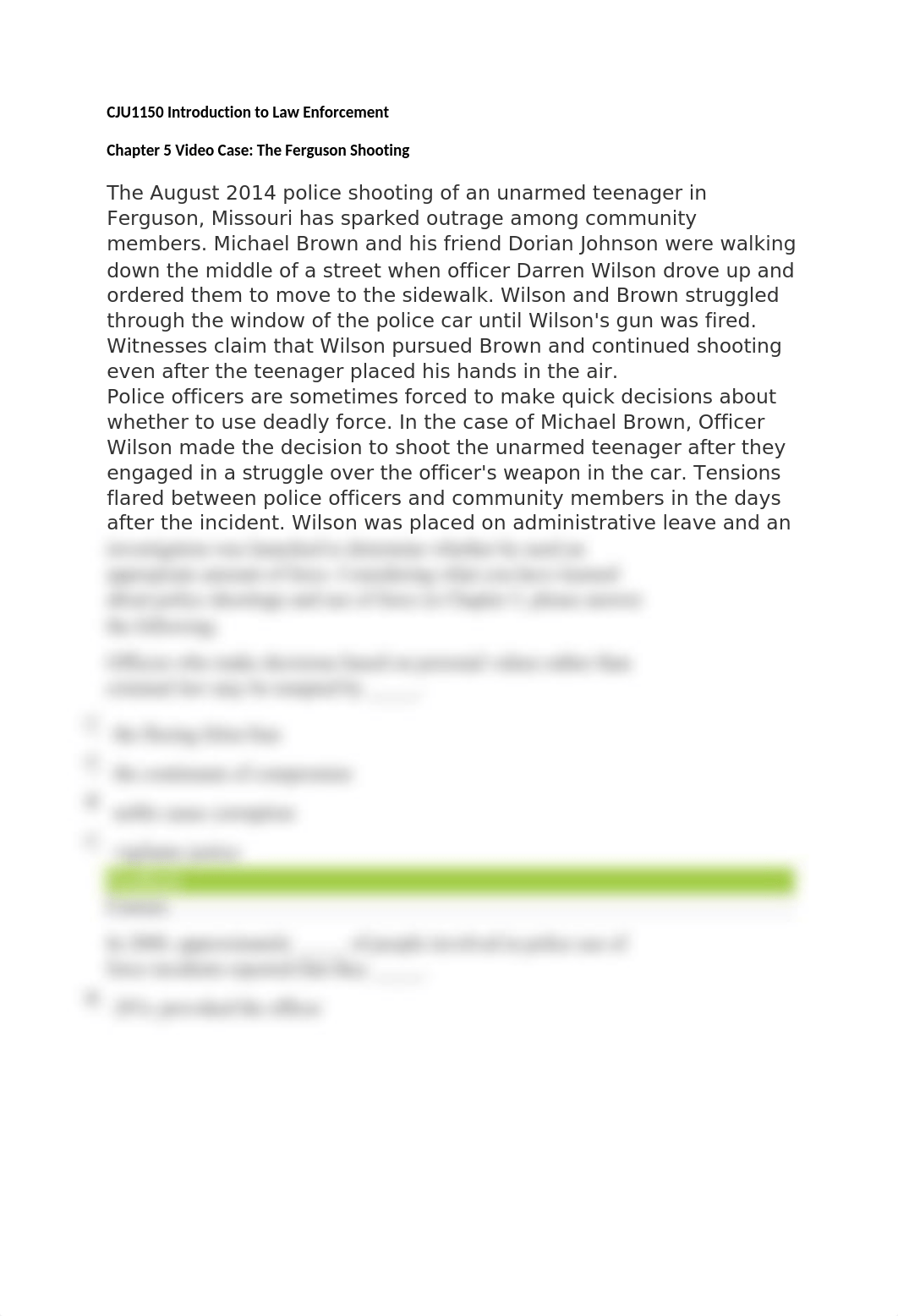 CJU1150 Chapter 5 Video Case The Ferguson Shooting.docx_dhny8hh7rr2_page1