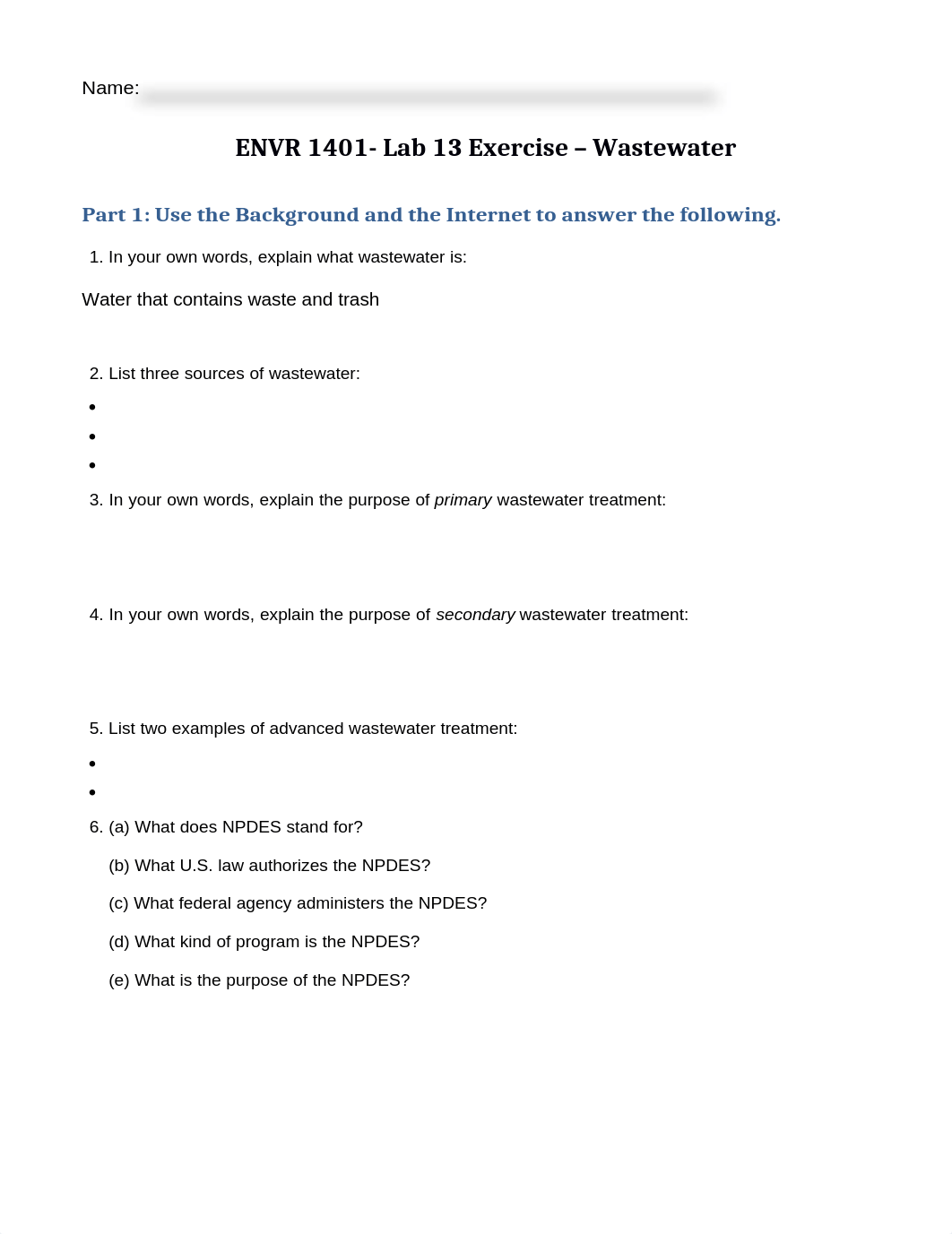 Lab 13 - Exercise Part II - Wastewater Treatment-Maidah Imran.docx_dhoulekm7lg_page1