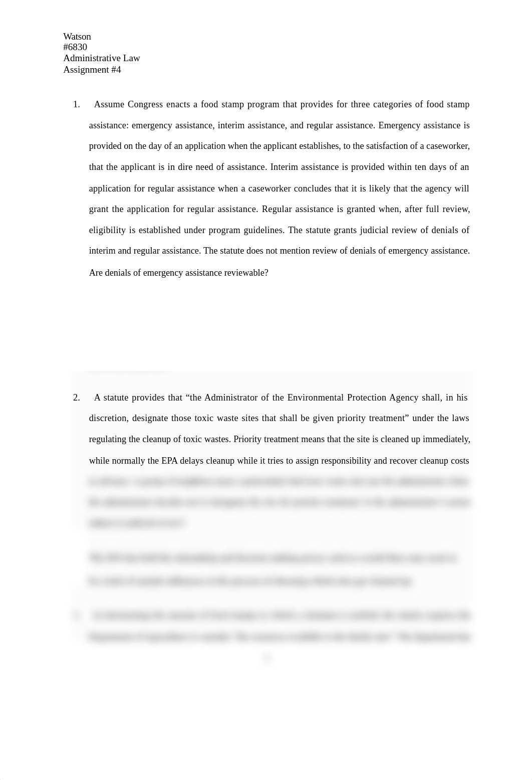 Adminisrtative Law, assignment #4, Watson, 6830.docx_dhp0rixs897_page1