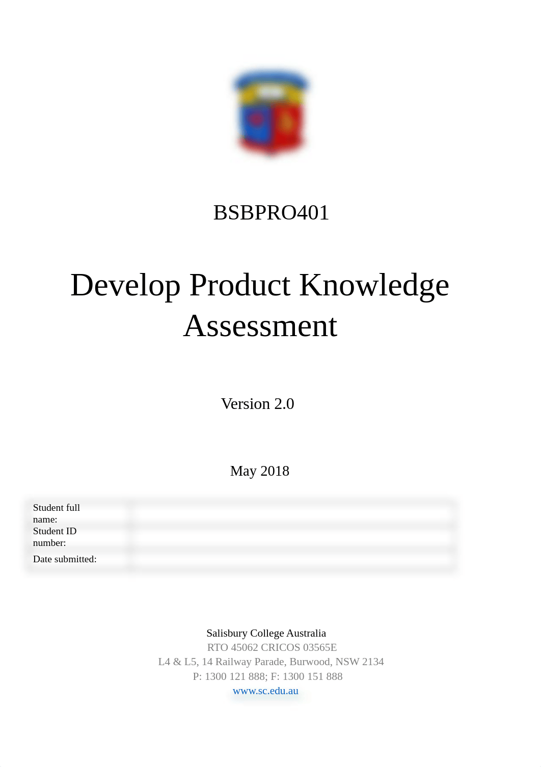 Student Assessment Workbook BSBPRO401 Develop Product Knowledge.docx_dhq6n8lhf4t_page1