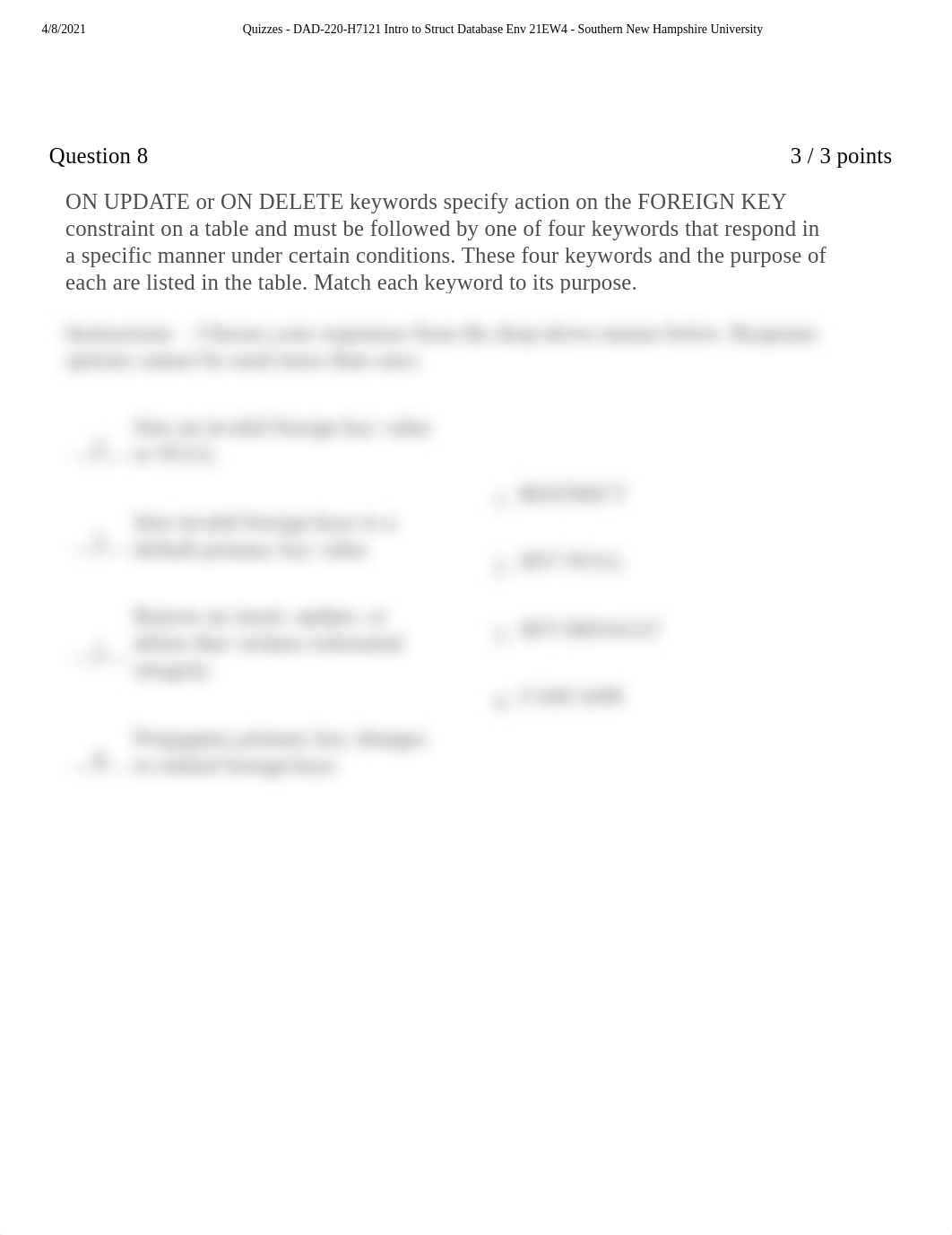 Quizzes - DAD-220-H7121 Intro to Struct Database Env 21EW4 - Southern New Hampshire University-8.pdf_dhr16no0vmj_page1