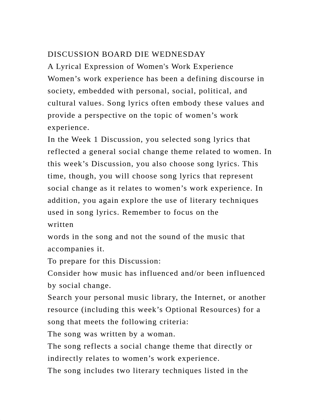 DISCUSSION BOARD DIE WEDNESDAYA Lyrical Expression of Womens Work.docx_dhscmark2f1_page2