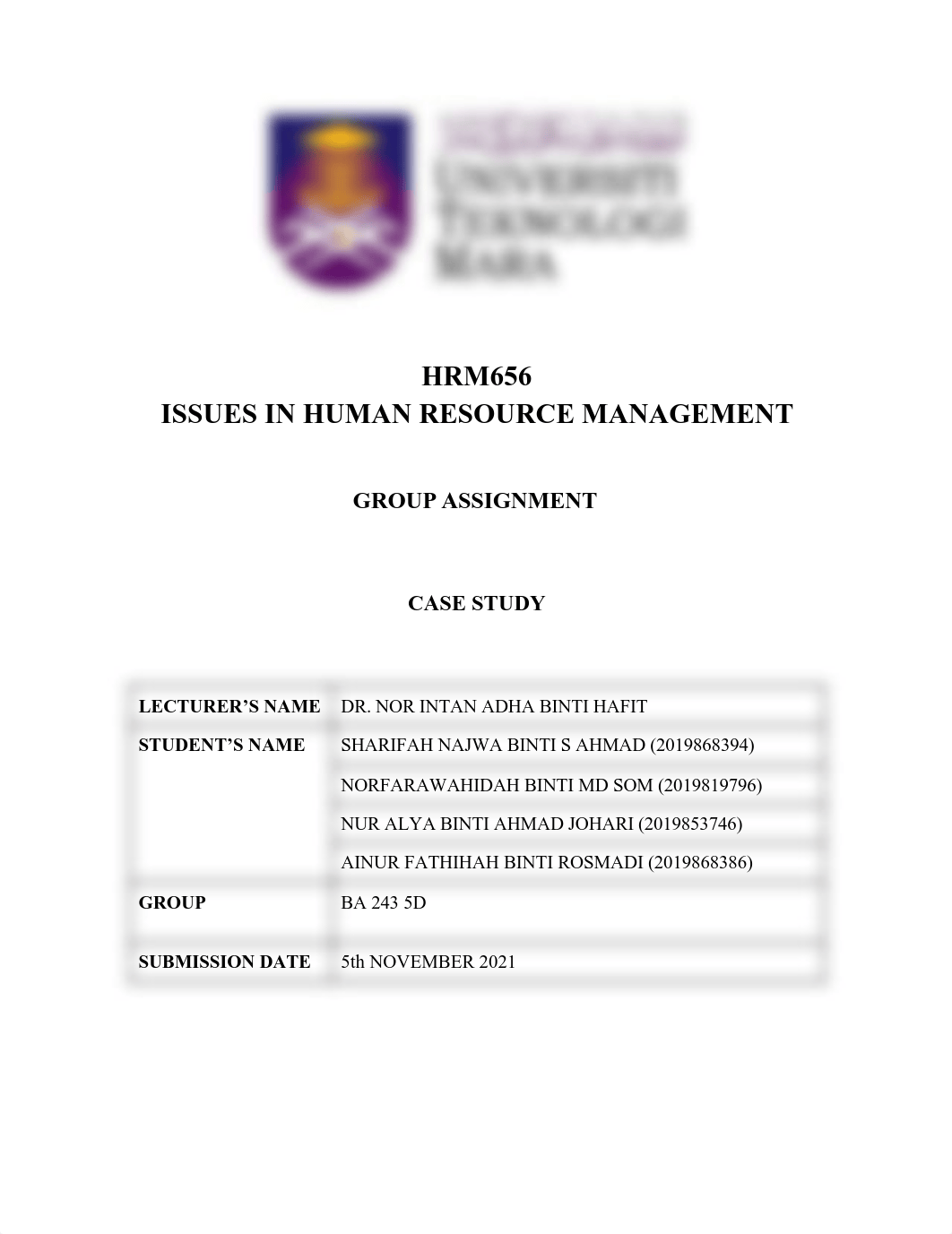 1693743011 - Fathihah, Ainur HRM_656-_ASS_1_CASE_STUDY_1.pdf_dhsd027jq8o_page1