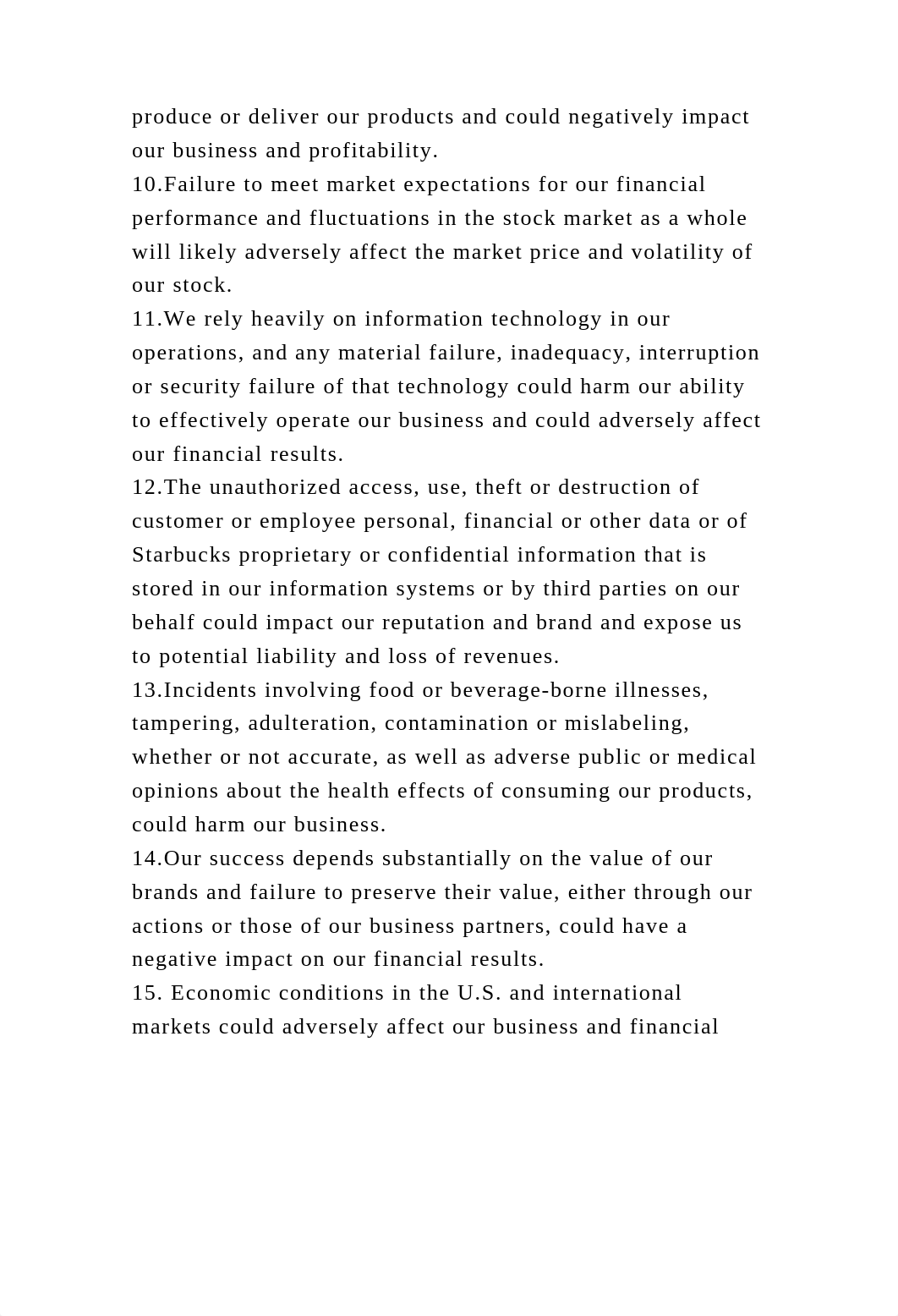 Which one of Starbuck 15 risk adversely affect the balance sheet, ca.docx_dhsdszunzfd_page3