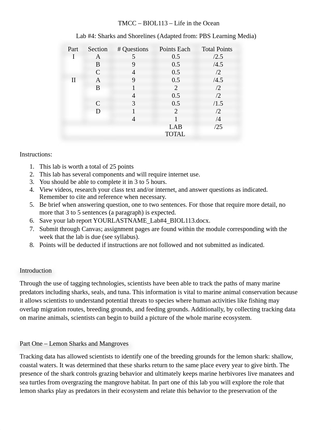 Kurz_BIOL 113 Lab Four Sharks and Shorelines.docx_dhsdtllkkb3_page1