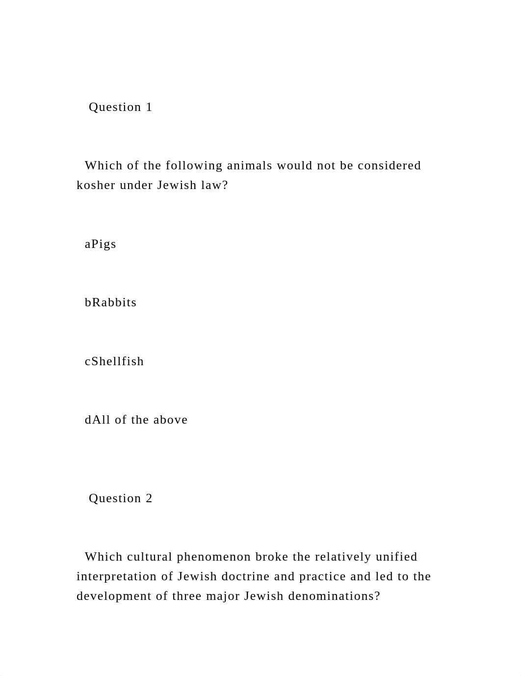 Question 1    Which of the following animals would not be co.docx_dhsr68q53im_page2