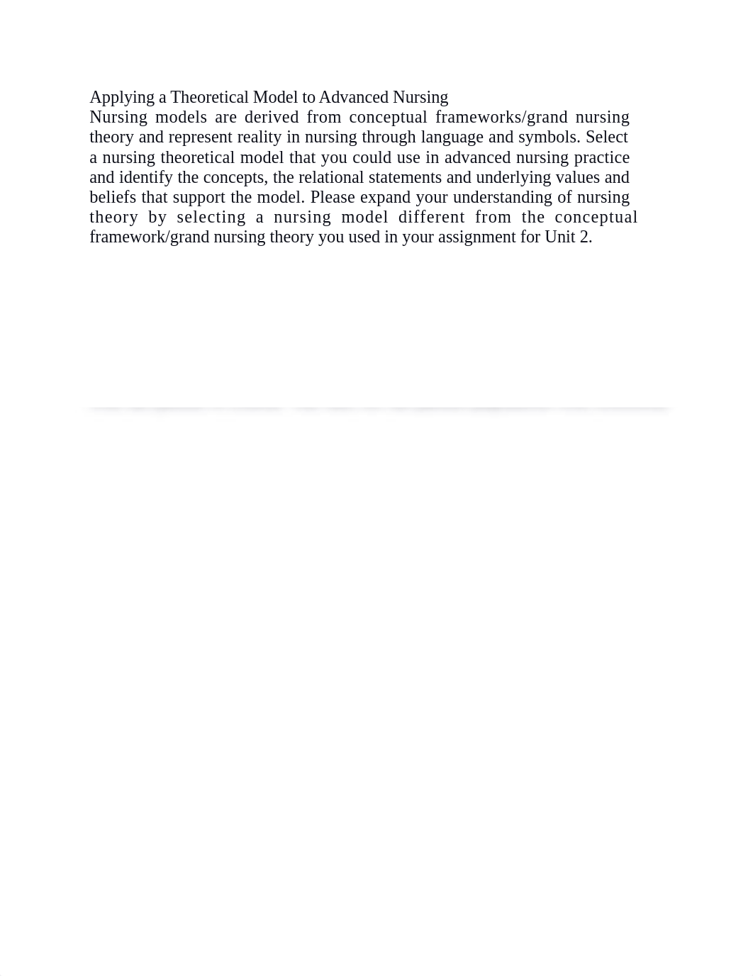 Unit 3 Discussion Applying a Theoretical Model to Advanced Nursing.docx_dhtg34hydsx_page1